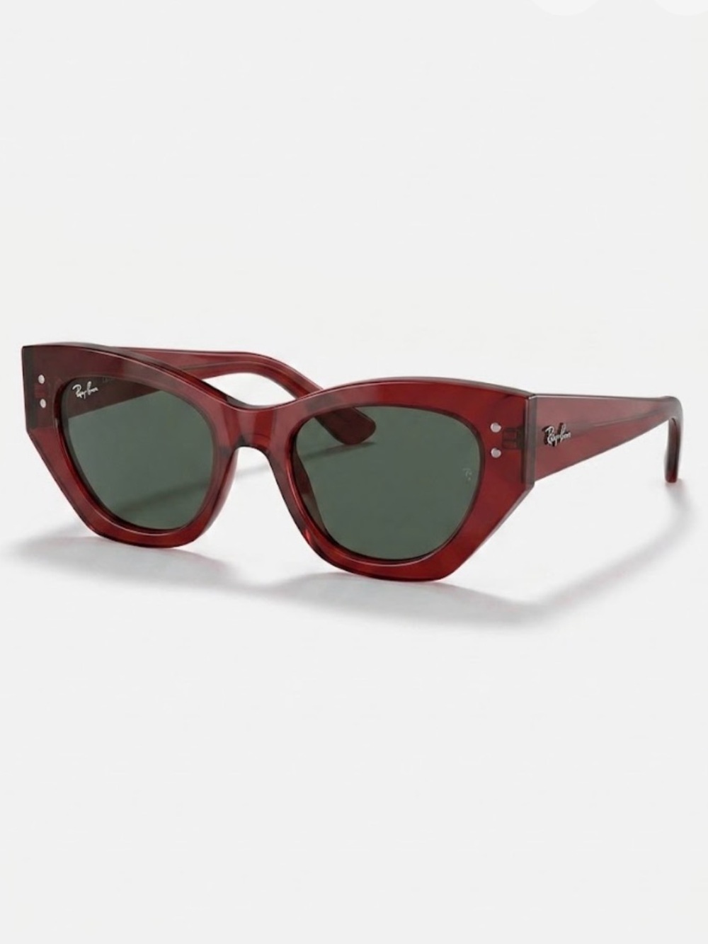 Ray-Ban Women’s Red Cat-Eye Sunglasses with Green Lenses